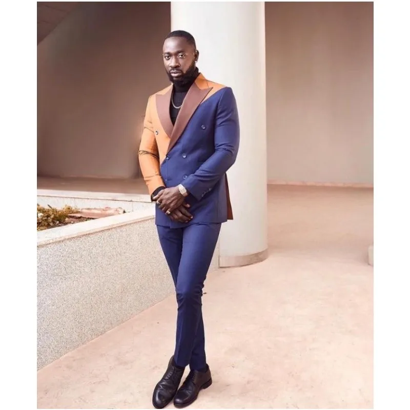 2 Pcs Blue Orange Patchwork Men Suits Double Breasted Custom Made Wedding Groom Slim Fit Tuxedo Blazer Jacket+Pant
2 Pcs Blue Orange Patchwork Men Suits Double Breasted Custom Made Wedding Groom Slim Fit Tuxedo Blazer Jacket+Pant