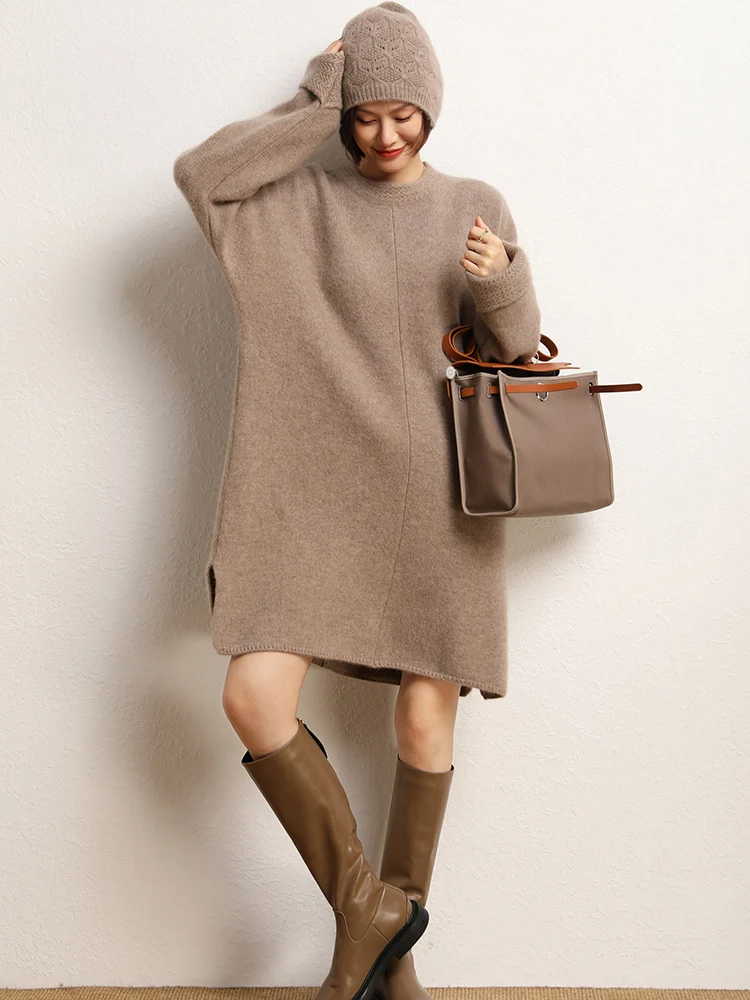 100% Cashmere Knit One Piece Dress Women Cashmere Dress Autumn Winter Warm O-Neck Loose Cashmere Knitwear Long Sleeve Dress
100% Cashmere Knit One Piece Dress Women Cashmere Dress Autumn Winter Warm O-Neck Loose Cashmere Knitwear Long Sleeve Dress
