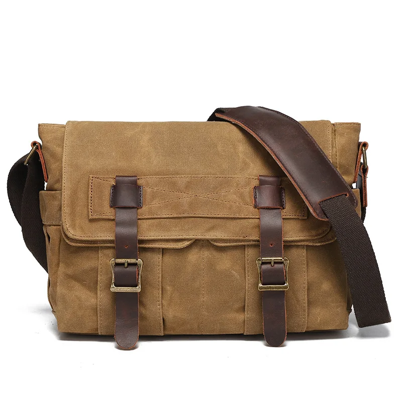 Waxed Canvas Messenger Bag Large Capacity Waterproof Laptop Bag Men's Crossbody Shoulder Retro Briefcase Office Work Business
Waxed Canvas Messenger Bag Large Capacity Waterproof Laptop Bag Men's Crossbody Shoulder Retro Briefcase Office Work Business