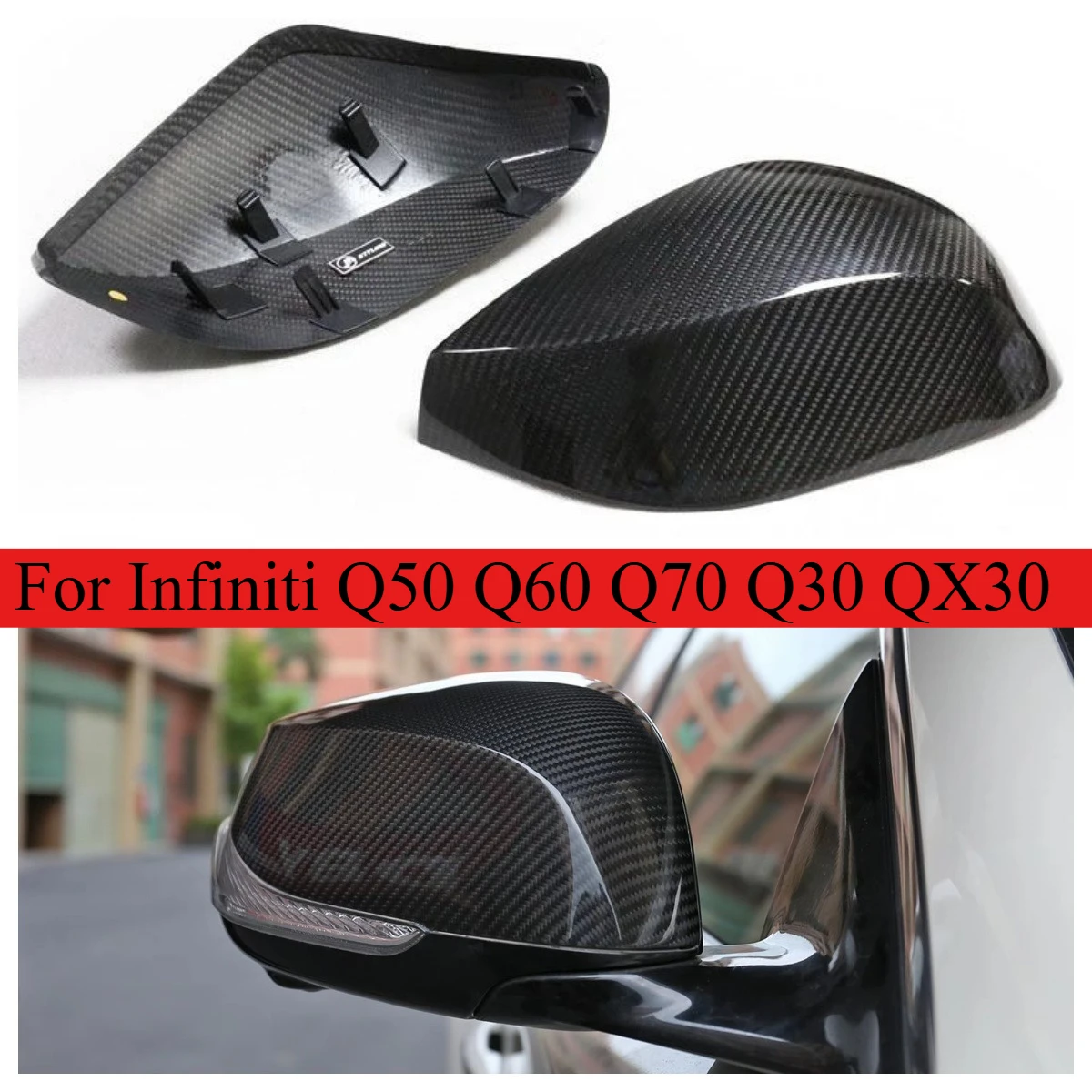 Dry carbon mirror housings for Infiniti Q60, Q50S, Q70, Q30 QX30 True Carbon Fiber Side Mirror Housings 1:1 Replacement
Dry carbon mirror housings for Infiniti Q60, Q50S, Q70, Q30 QX30 True Carbon Fiber Side Mirror Housings 1:1 Replacement
