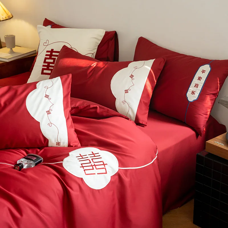 Customizable wedding red 100S Xinjiang long-staple cotton embroidery craft four-piece set
Customizable wedding red 100S Xinjiang long-staple cotton embroidery craft four-piece set