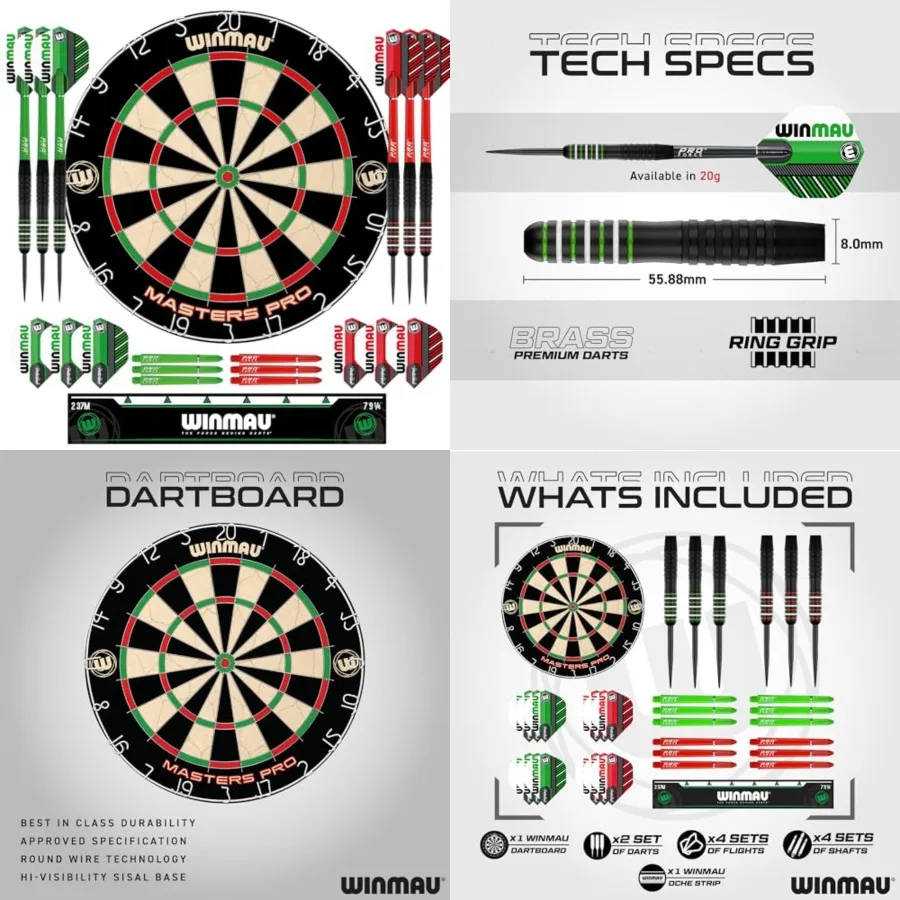 Darts - Masters Pro Premium Bristle Set - Includes Dart Board, Darts, Flights, Shafts and Oche Strip - Professional Steel Tip D
Darts - Masters Pro Premium Bristle Set - Includes Dart Board, Darts, Flights, Shafts and Oche Strip - Professional Steel Tip D