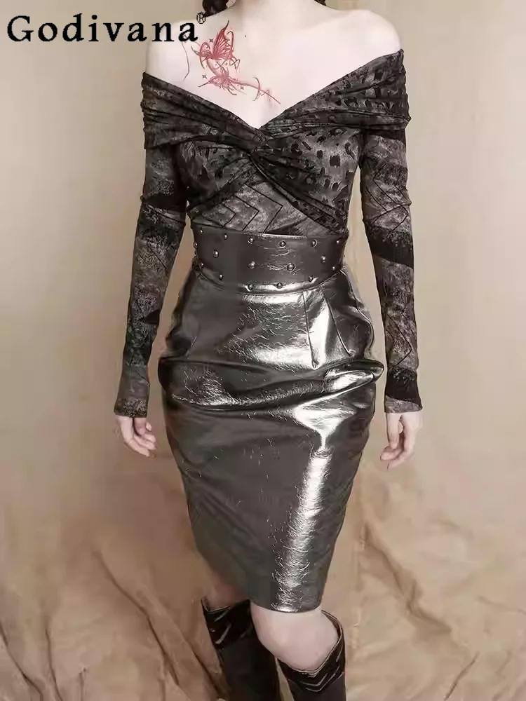 Spring Autumn New Retro Personality Rivet High Waist Slim Leather Skirt Fashion Women Versatile Chic A-line Elegant Skirts
Spring Autumn New Retro Personality Rivet High Waist Slim Leather Skirt Fashion Women Versatile Chic A-line Elegant Skirts