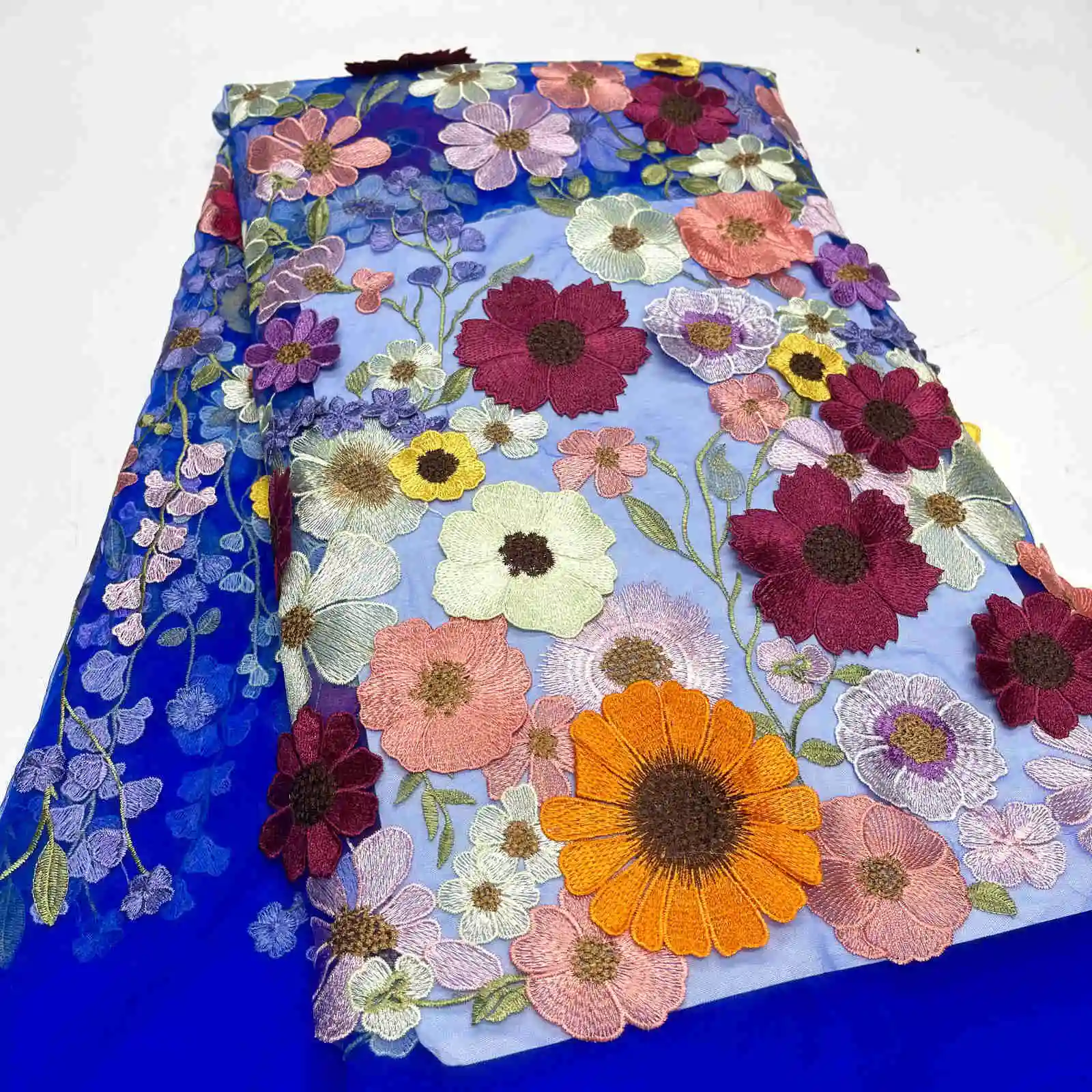 3D Flowers Fabric Blue French Mesh Net Embroidery Lace Fabric 2024 High Quality Luxury African Lace Fabric For Wedding Dresses
3D Flowers Fabric Blue French Mesh Net Embroidery Lace Fabric 2024 High Quality Luxury African Lace Fabric For Wedding Dresses