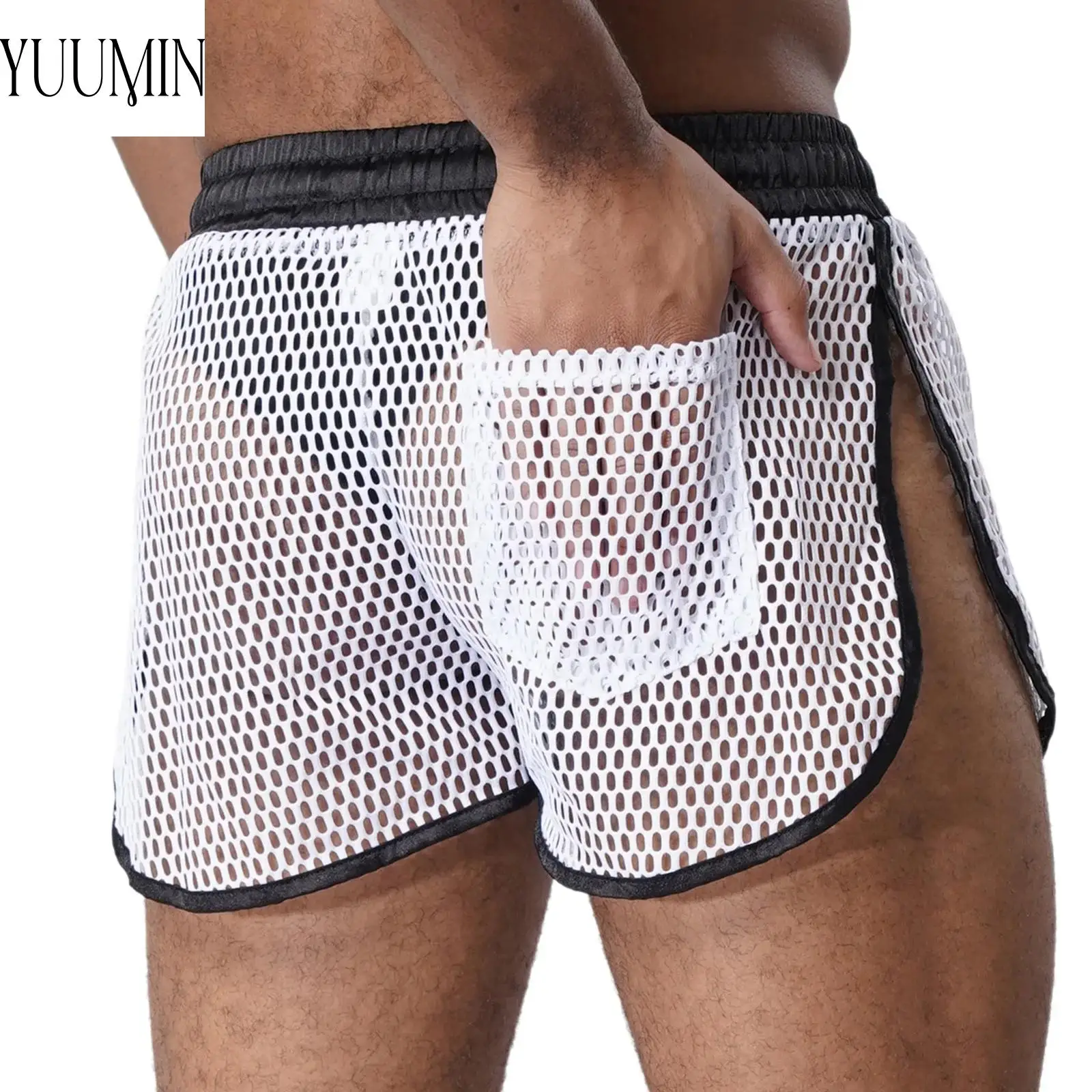 Men Hollow Out Mesh Stretchy Shorts Drawstring Contract Trim Sides Split Athletic Shorts with Back Pocket for Gym Workout Beach
Men Hollow Out Mesh Stretchy Shorts Drawstring Contract Trim Sides Split Athletic Shorts with Back Pocket for Gym Workout Beach