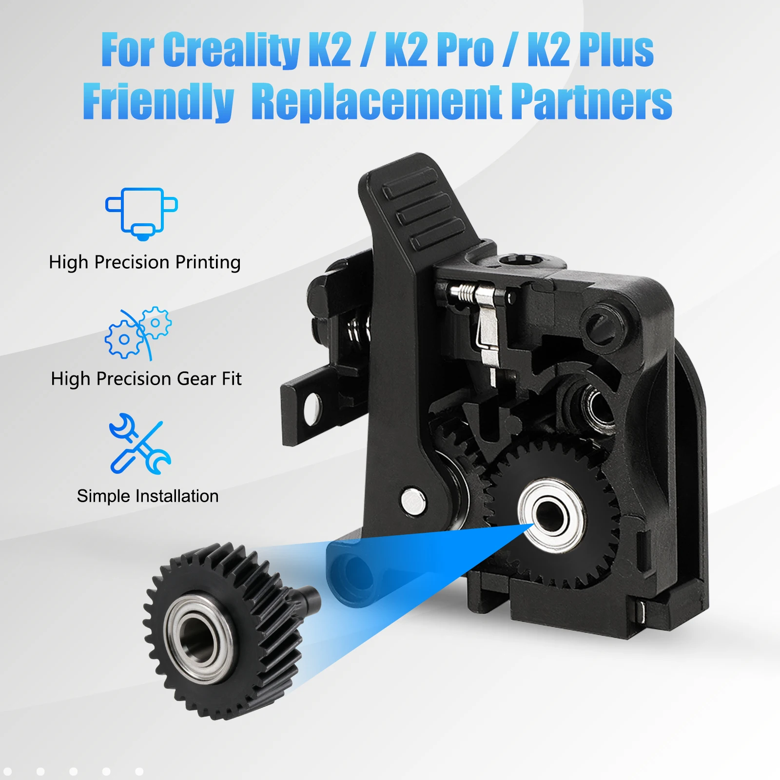 For Creality K2/K2 Pro/K2 Plus Reduction Gear Upgrade Wear Resistant Full Metal Filament Reduce Gears Extruder Transmission Part