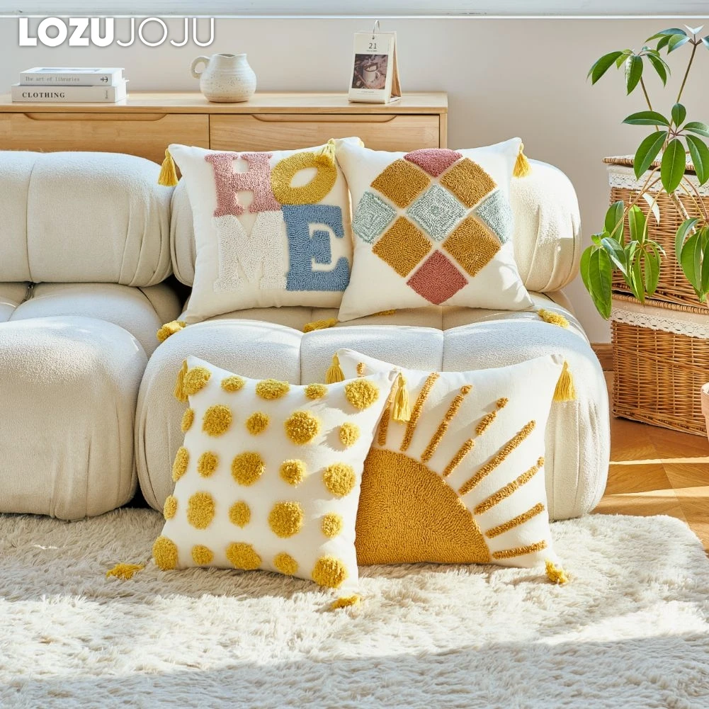 LOZUJOJU Tufted Pillow Case Yellow Embroidery 18x18in Washable PolyCotton Decor 1PC
LOZUJOJU Tufted Pillow Case Yellow Embroidery 18x18in Washable PolyCotton Decor 1PC