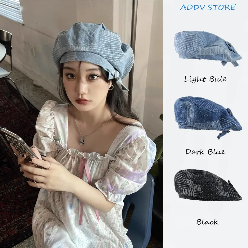 Oversized Washing Cowboy Cloud Cap Woman Color-blocking Dome Painter's Hat Thin Supple Worn-in Style Blue Beret
Oversized Washing Cowboy Cloud Cap Woman Color-blocking Dome Painter's Hat Thin Supple Worn-in Style Blue Beret
