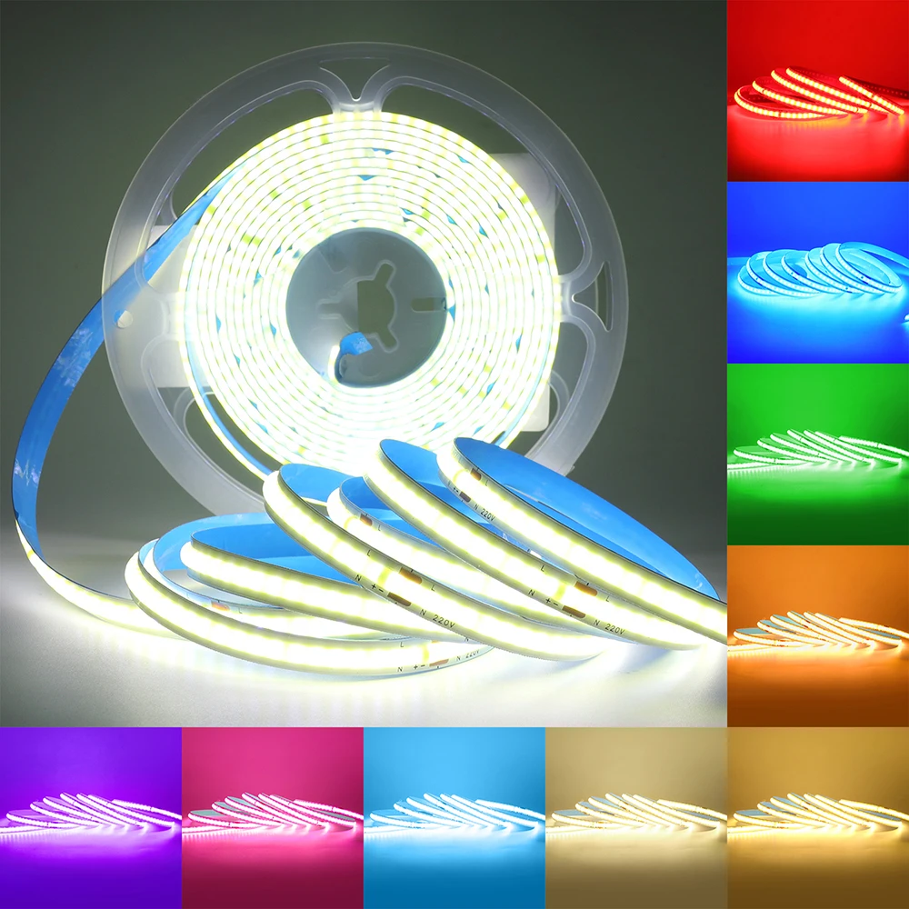 220V 5m 10m 15m 20m 50m COB LED Strip Light Red Green ICE Blue Pink Warm White Purple 240LED Flex Adhesive Tape 8MM PCB Lighting
220V 5m 10m 15m 20m 50m COB LED Strip Light Red Green ICE Blue Pink Warm White Purple 240LED Flex Adhesive Tape 8MM PCB Lighting