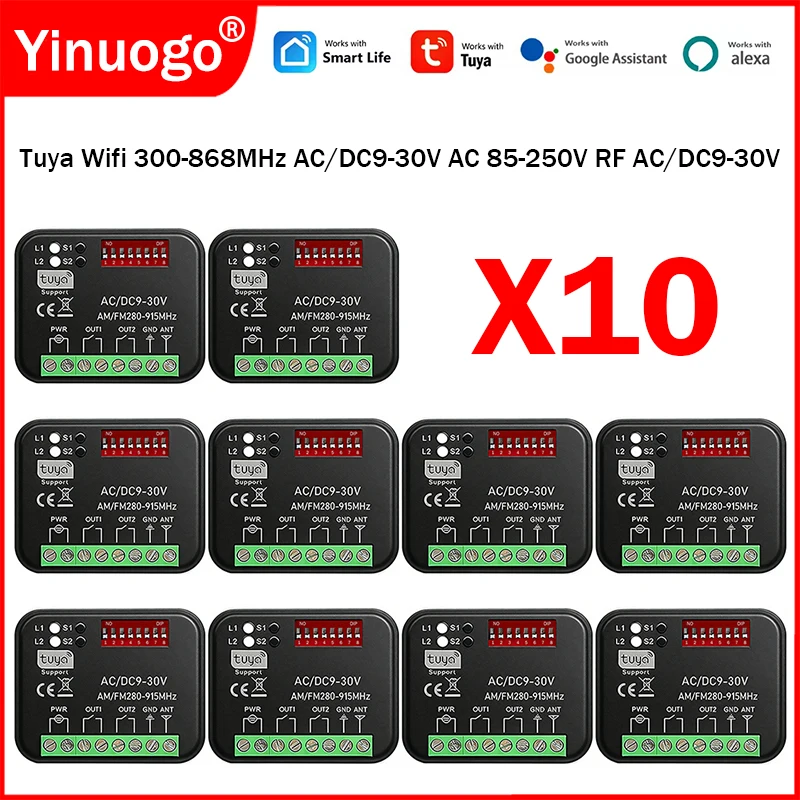 10pcs Tuya WiFi Switch Garage Door Opener Remote Control Receiver 300-868MHz 433MHz 868MHz Universal Smart On Off Relay Module
10pcs Tuya WiFi Switch Garage Door Opener Remote Control Receiver 300-868MHz 433MHz 868MHz Universal Smart On Off Relay Module