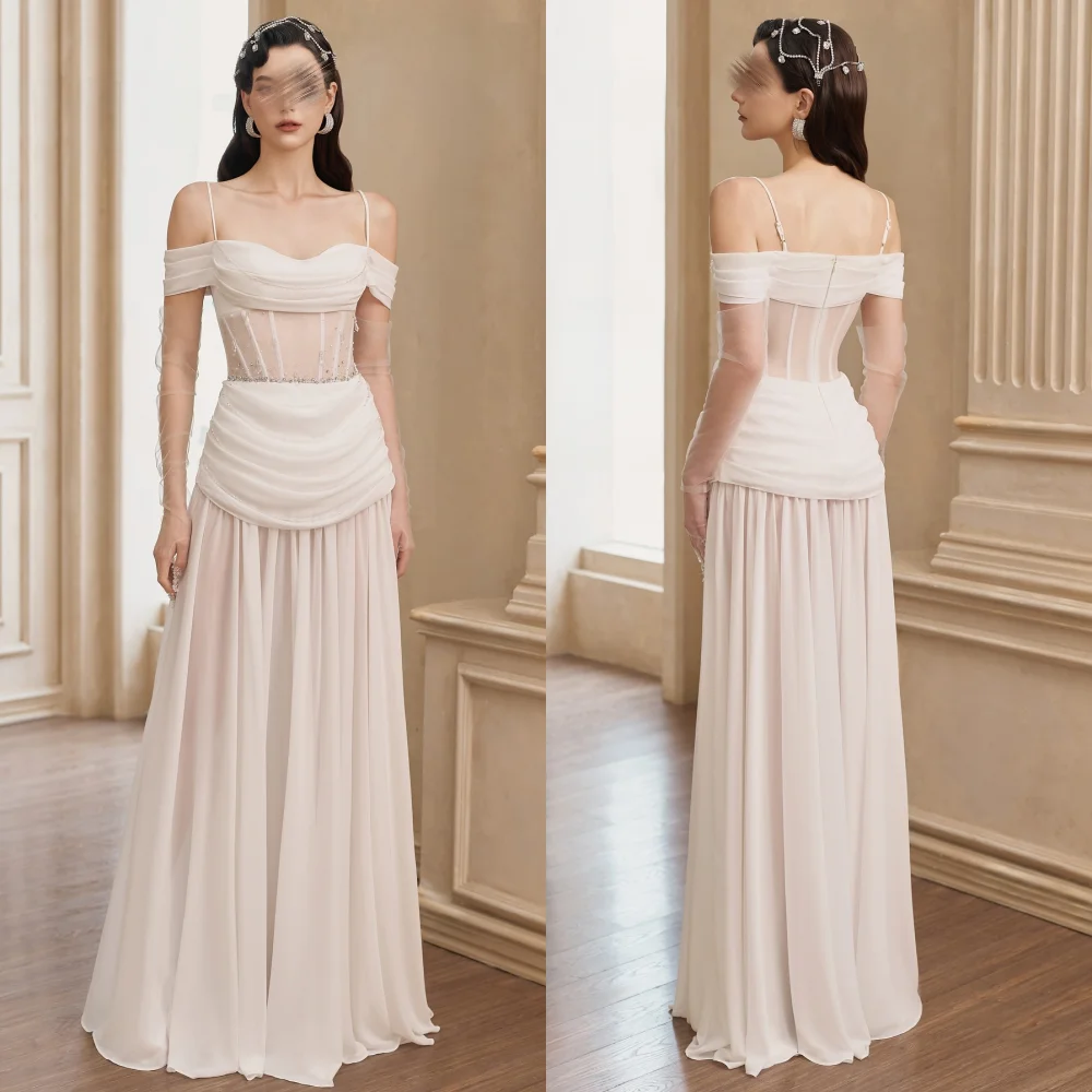 Customized Chiffon Beading Draped Spaghetti Strap A-line Long Dresses Bespoke Occasion Exquisite Formal Evening Party Gown
Customized Chiffon Beading Draped Spaghetti Strap A-line Long Dresses Bespoke Occasion Exquisite Formal Evening Party Gown