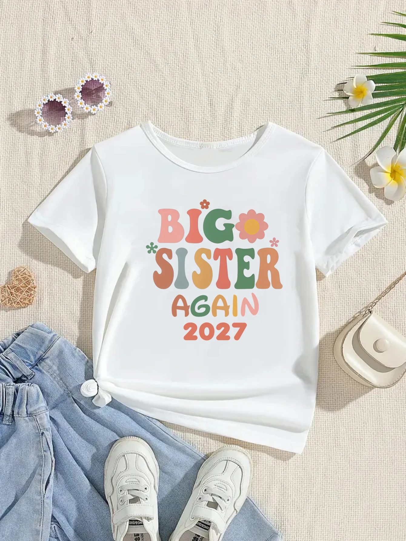 Big Sister Again 2027 Flowers Printed T Shirt Girls Pregnancy Announcement T-Shirt Kawaii Kids Clothes Summer T-Shirt
Big Sister Again 2027 Flowers Printed T Shirt Girls Pregnancy Announcement T-Shirt Kawaii Kids Clothes Summer T-Shirt