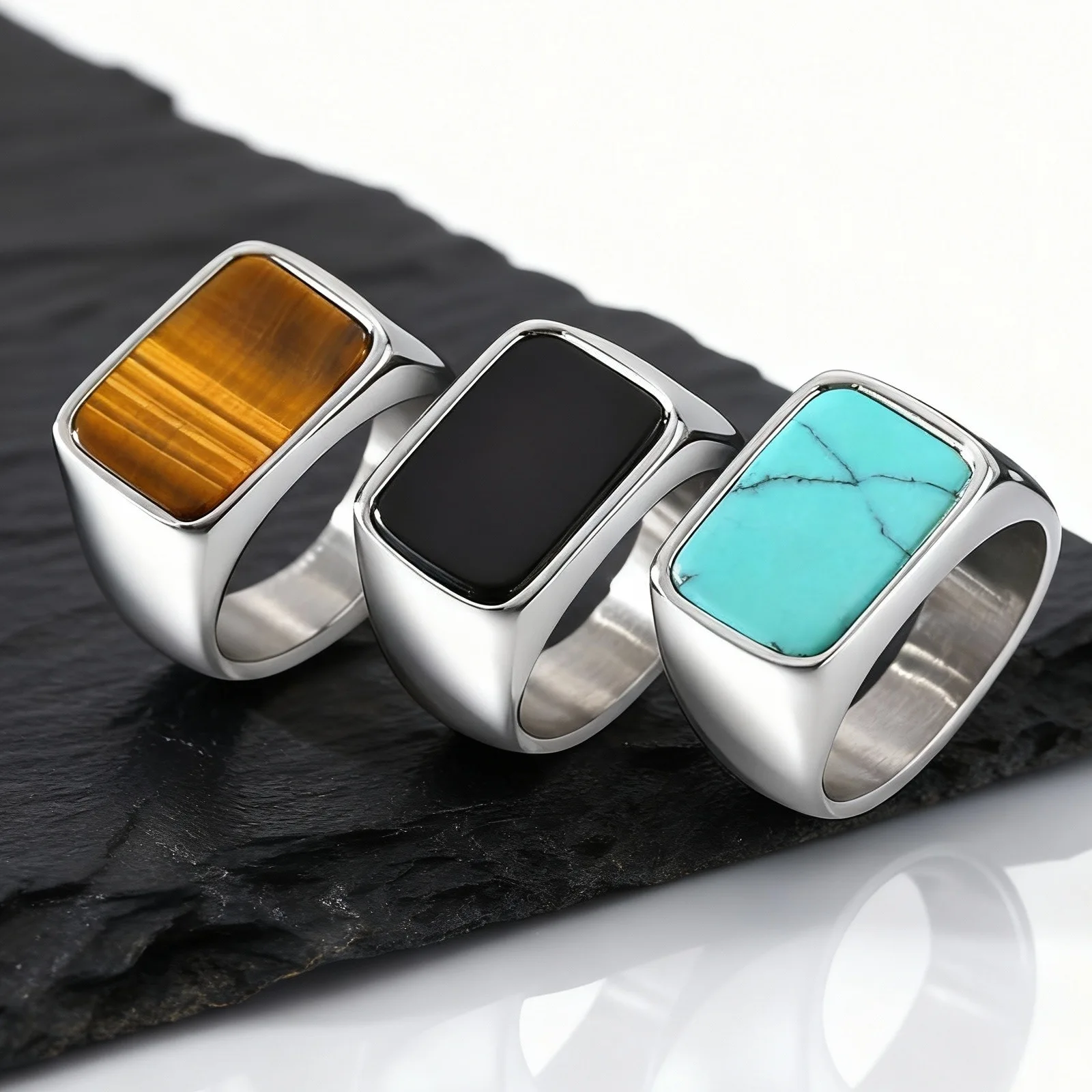 Men's Stainless Steel Square Stone Ring,Minimalist Waterproof Stamp Ring Finger Rings,Punk Jewelry Gift
Men's Stainless Steel Square Stone Ring,Minimalist Waterproof Stamp Ring Finger Rings,Punk Jewelry Gift