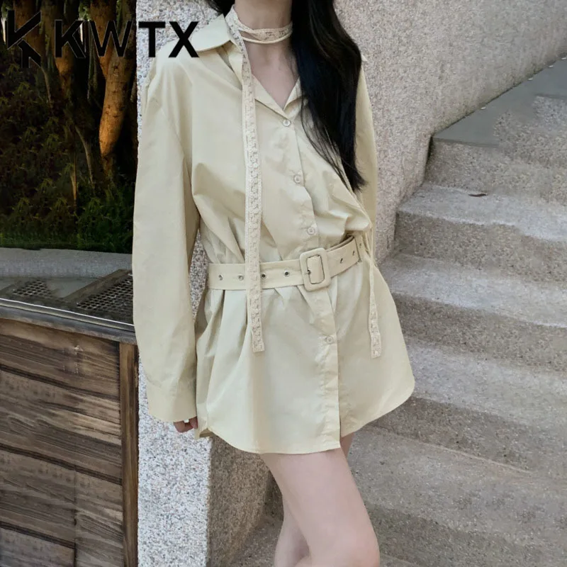 KWTX Women's Spring Summer 2025 Blouse Lace Belted Lapel Slim Fit Lightweight Elegant Chic Comfortable Casual Minimalist
KWTX Women's Spring Summer 2025 Blouse Lace Belted Lapel Slim Fit Lightweight Elegant Chic Comfortable Casual Minimalist