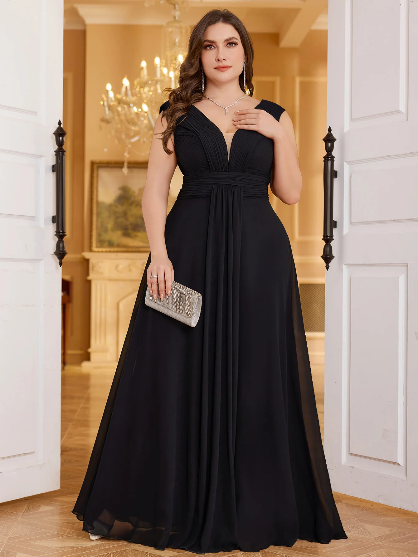 UNITHORSE Recycled Fabric Plus Size Elegant Solid Deep V-Neck Front Pleated Flared Dress, Earth-Friendly Women's Dress
UNITHORSE Recycled Fabric Plus Size Elegant Solid Deep V-Neck Front Pleated Flared Dress, Earth-Friendly Women's Dress