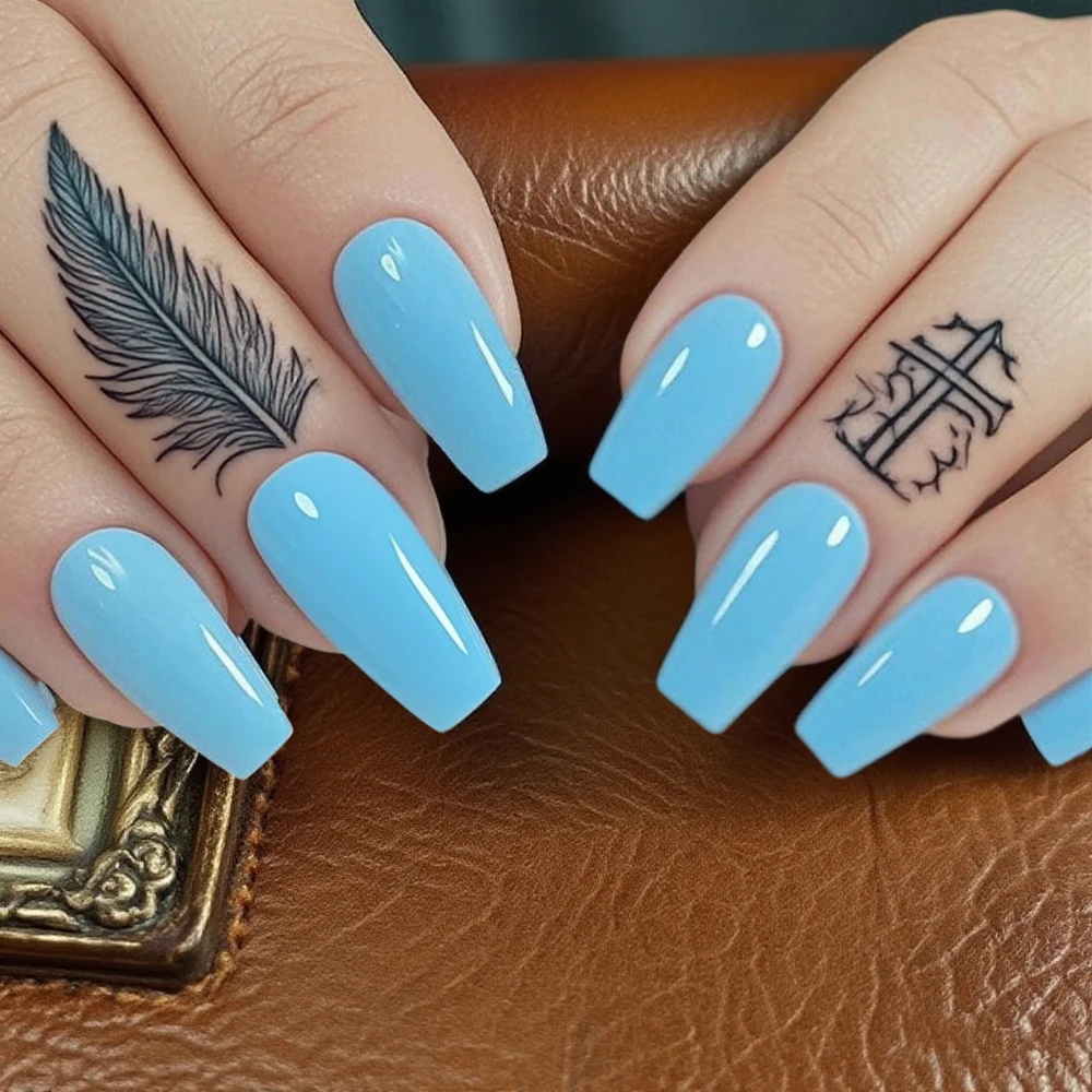 48Pcs Shiny Light Blue Acrylic False Nails Press On Fake Nails With Glue For Woman Long Ballerina Coffin Fingernails Manicure
48Pcs Shiny Light Blue Acrylic False Nails Press On Fake Nails With Glue For Woman Long Ballerina Coffin Fingernails Manicure
