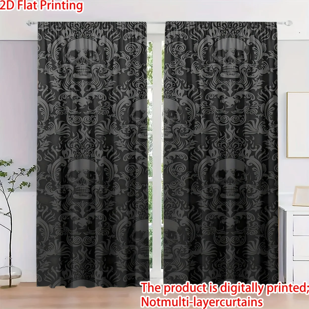 2pcs Gothic Skull Curtains Black Grey Damask Pattern Print Drape Bedroom Game Room Window Treatment Edgy Home Decor Panels
2pcs Gothic Skull Curtains Black Grey Damask Pattern Print Drape Bedroom Game Room Window Treatment Edgy Home Decor Panels