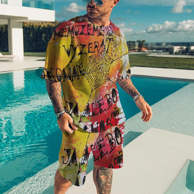 Лето 2023, новая трендовая серия, трендовый роскошный костюм, дизайн с 3D-печатью, американская уличная дышащая быстросохнущая футболка, шорты, костюм
Лето 2023, новая трендовая серия, трендовый роскошный костюм, дизайн с 3D-печатью, американская уличная дышащая быстросохнущая футболка, шорты, костюм