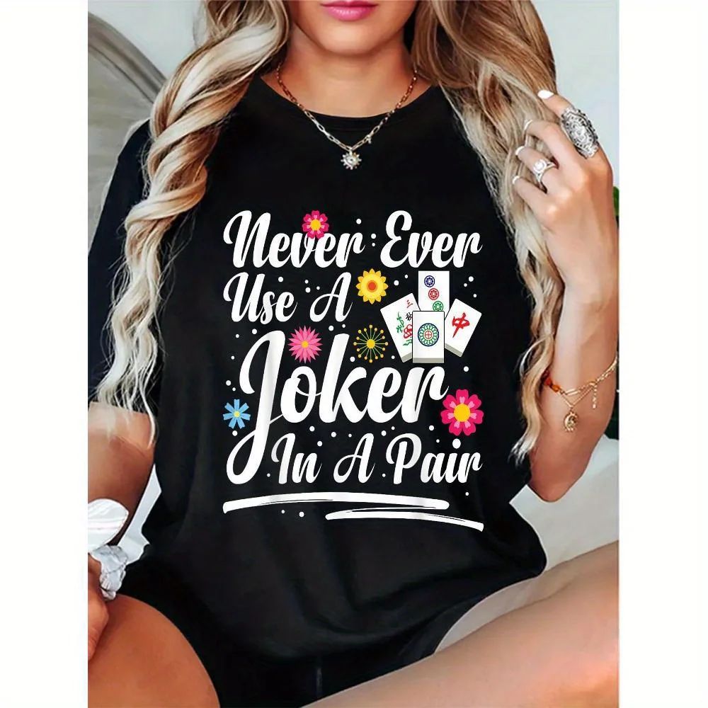 1pc Women'S Casual Mahjong Tile Print T-Shirt, Crew Neck Short Sleeve Top, Geometric Pattern Summer Tee for Mah Jongg Lovers
1pc Women'S Casual Mahjong Tile Print T-Shirt, Crew Neck Short Sleeve Top, Geometric Pattern Summer Tee for Mah Jongg Lovers