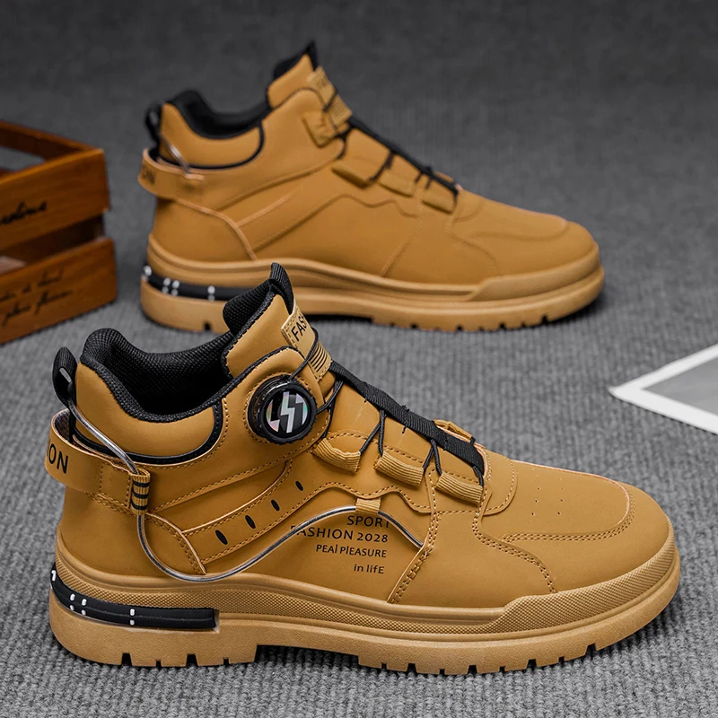 Men's High-Top Boots Waterproof Anti-Slip Work Boots Casual Leather Shoes Mid-Calf Heightening Boots British Style
Men's High-Top Boots Waterproof Anti-Slip Work Boots Casual Leather Shoes Mid-Calf Heightening Boots British Style