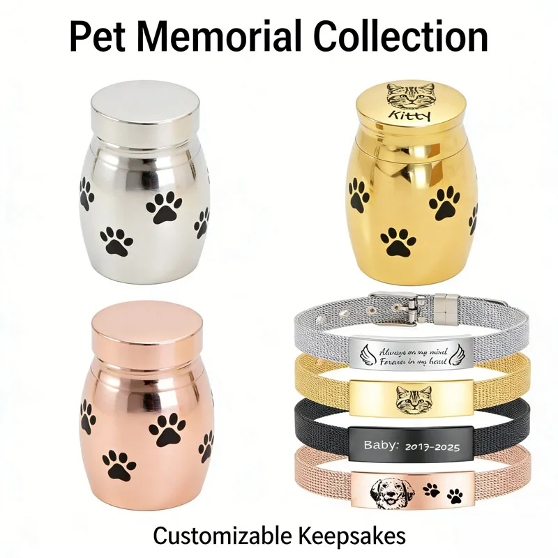 Personalized Pet Memorial Urn Bracelet Keepsake Set Custom Engraved Name Date Paw Print Stainless Steel Ash Jewelry for Dog Cat
Personalized Pet Memorial Urn Bracelet Keepsake Set Custom Engraved Name Date Paw Print Stainless Steel Ash Jewelry for Dog Cat