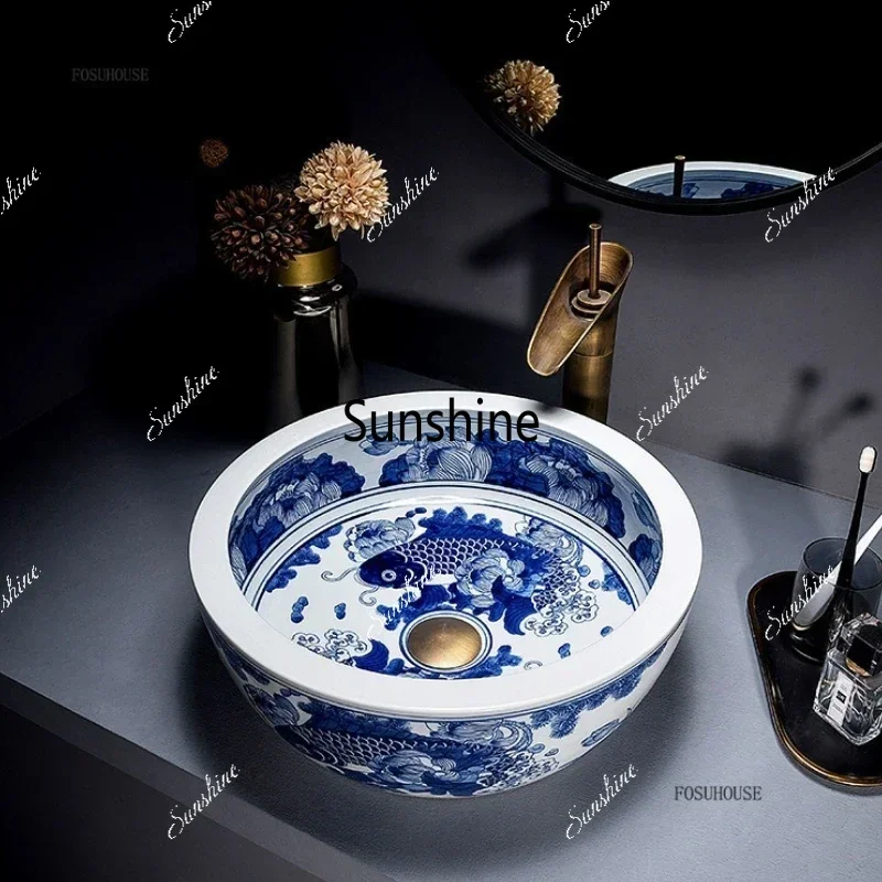 Blue and White High Temperature Ceramic Washbasin Bathroom Sinks on Countertop Basin Home Balcony Washbasin Bathroom Fixture j
Blue and White High Temperature Ceramic Washbasin Bathroom Sinks on Countertop Basin Home Balcony Washbasin Bathroom Fixture j
