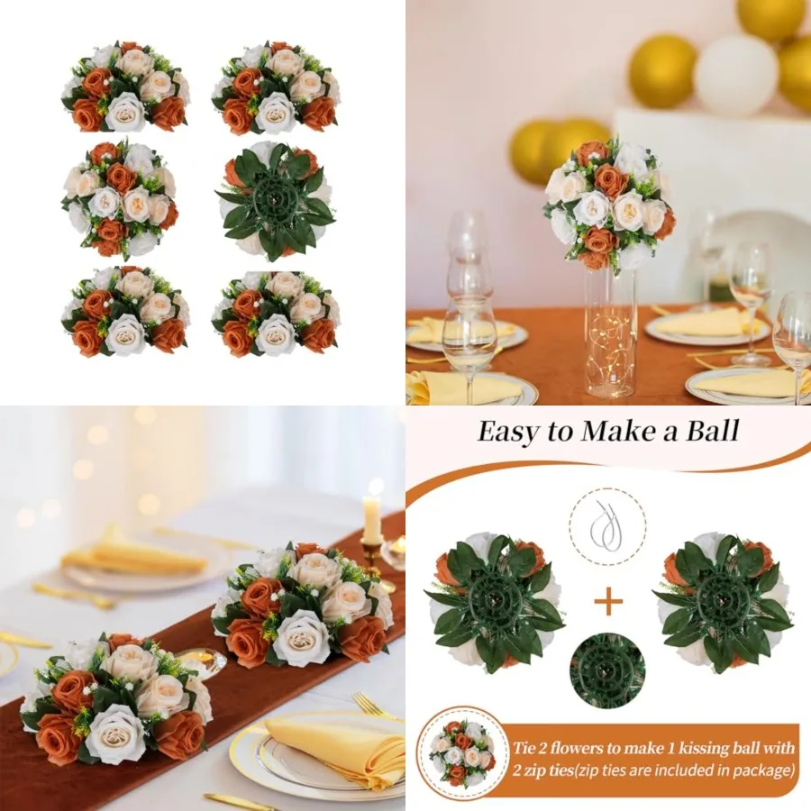 Flowers for Wedding Centerpieces: Pcs Fake Rose Kissing Balls Fall Table Decor Artificial Silk Bouquet with Base Floral Arrange
Flowers for Wedding Centerpieces: Pcs Fake Rose Kissing Balls Fall Table Decor Artificial Silk Bouquet with Base Floral Arrange