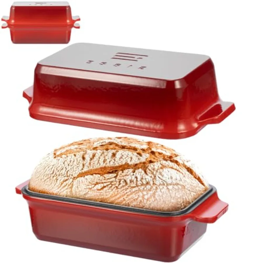 Enameled Cast Iron Dutch Oven for Sourdough Bread Baking Red 4.2 QT Easy Release Oven Induction Safe 2-in-1 Baking/Roasting/Bra
Enameled Cast Iron Dutch Oven for Sourdough Bread Baking Red 4.2 QT Easy Release Oven Induction Safe 2-in-1 Baking/Roasting/Bra