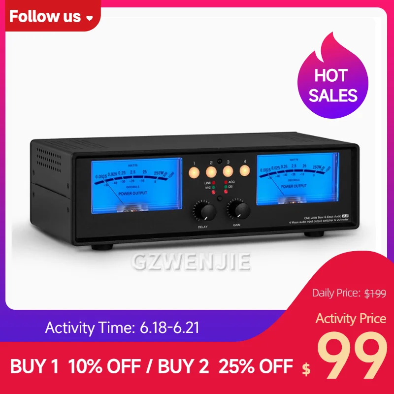VU2 4-IN-1-OUT Switcher Box Amplifier/Speaker Selector with VU Meter Dual Analog VU Meter DB Panel Display 2-way Amplifier
VU2 4-IN-1-OUT Switcher Box Amplifier/Speaker Selector with VU Meter Dual Analog VU Meter DB Panel Display 2-way Amplifier
