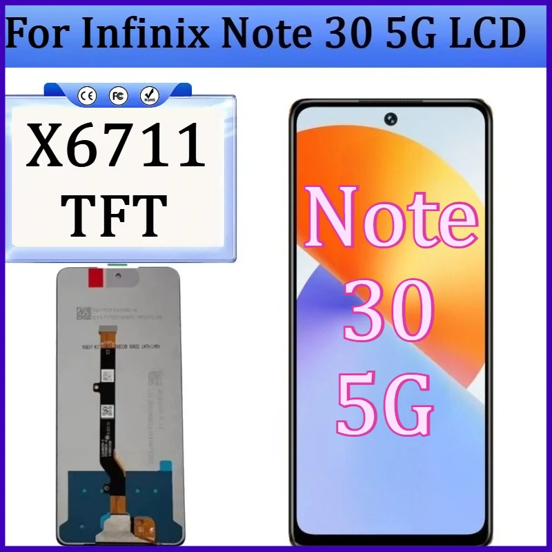 New TFT For Infinix Note 30 5G LCD Display Touch Screen Digitizer Assembly for Note 30 5G X6711 Telas Repair Replacement