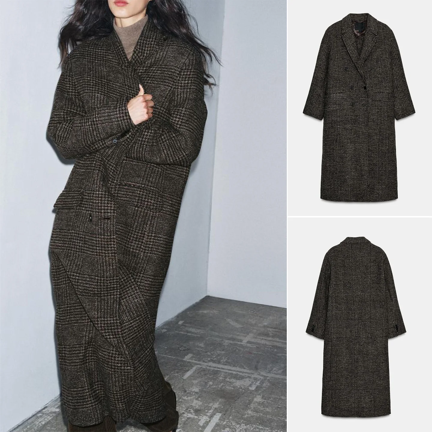 Autumn Winter Women's Plaid Long Sve Turn-down Collar Double-breasted Coat New Arrival Faion Ladies' Woolen Outerwear
Autumn Winter Women's Plaid Long Sve Turn-down Collar Double-breasted Coat New Arrival Faion Ladies' Woolen Outerwear