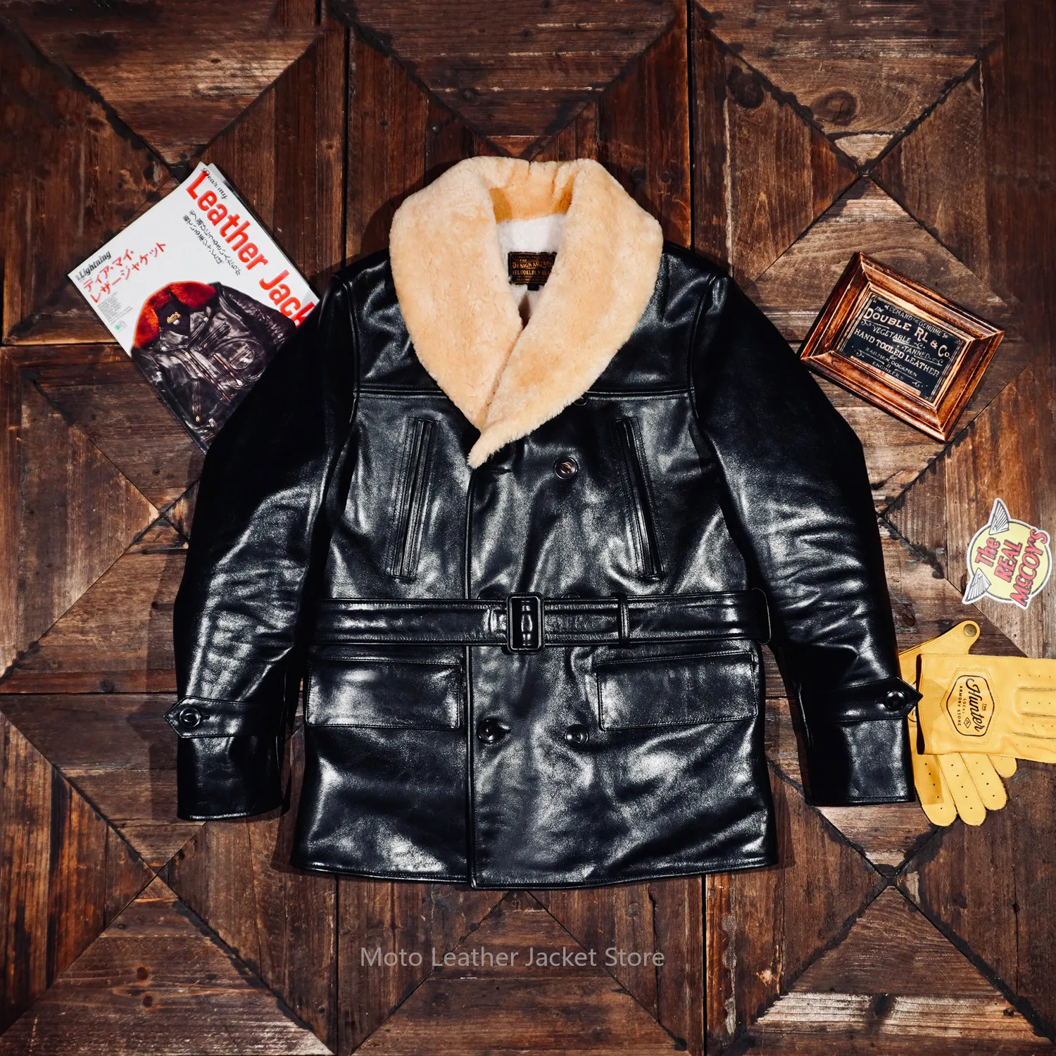 Heavyweight Armor Style American Retro Classic Double Breasted 740 Farmer Horsehide Leather Coat Inner Sheepskin Lining Jacket
Heavyweight Armor Style American Retro Classic Double Breasted 740 Farmer Horsehide Leather Coat Inner Sheepskin Lining Jacket