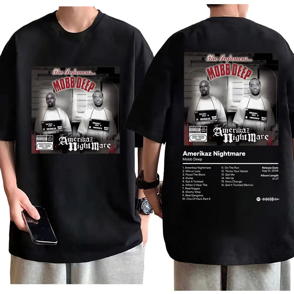 Rapper Mobb Deep Album Double Sided Print T-shirt Harajuku Hip Hop Oversized T-shirts Men Women Vintage Fashion Casual T Shirts
Rapper Mobb Deep Album Double Sided Print T-shirt Harajuku Hip Hop Oversized T-shirts Men Women Vintage Fashion Casual T Shirts