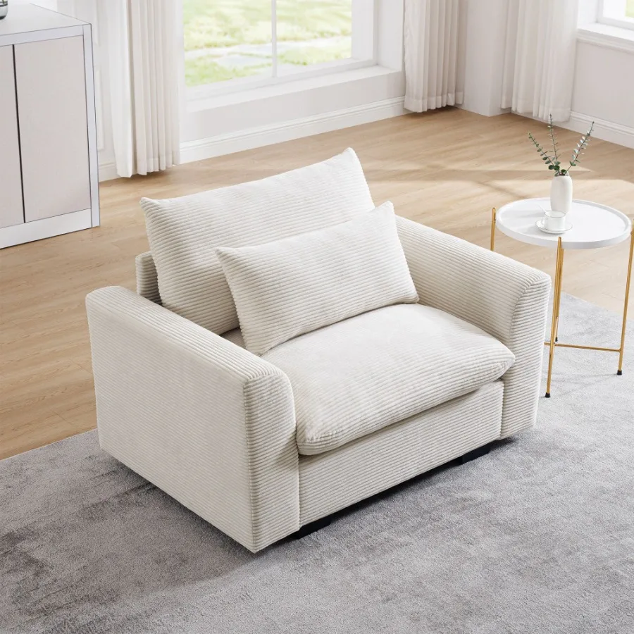 Beige Corduroy Deep Seat Single Sofa Accent Chair Deep Seat Couch with Waist Pillow for Living Room/Apartment/Office
Beige Corduroy Deep Seat Single Sofa Accent Chair Deep Seat Couch with Waist Pillow for Living Room/Apartment/Office