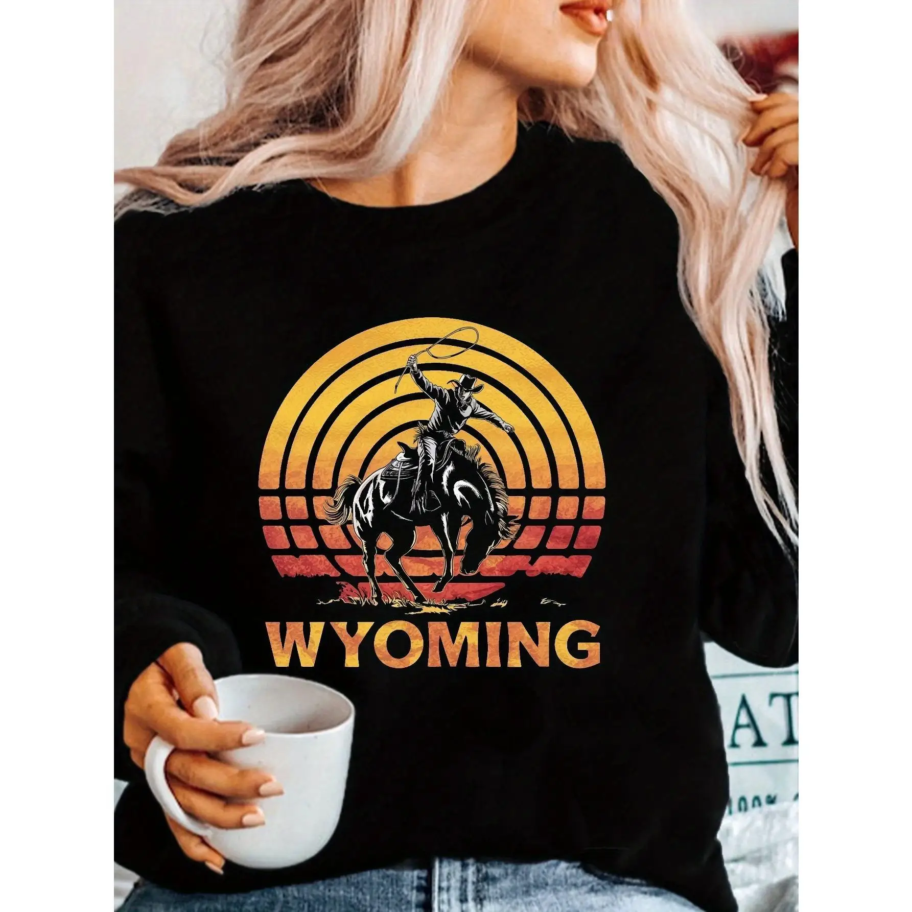 Wyoming Sweatshirt Unisex Western Cowboy Rodeo Graphic Pullover Bronc Riding Retro Sunset Country Cotton Top Gift
Wyoming Sweatshirt Unisex Western Cowboy Rodeo Graphic Pullover Bronc Riding Retro Sunset Country Cotton Top Gift