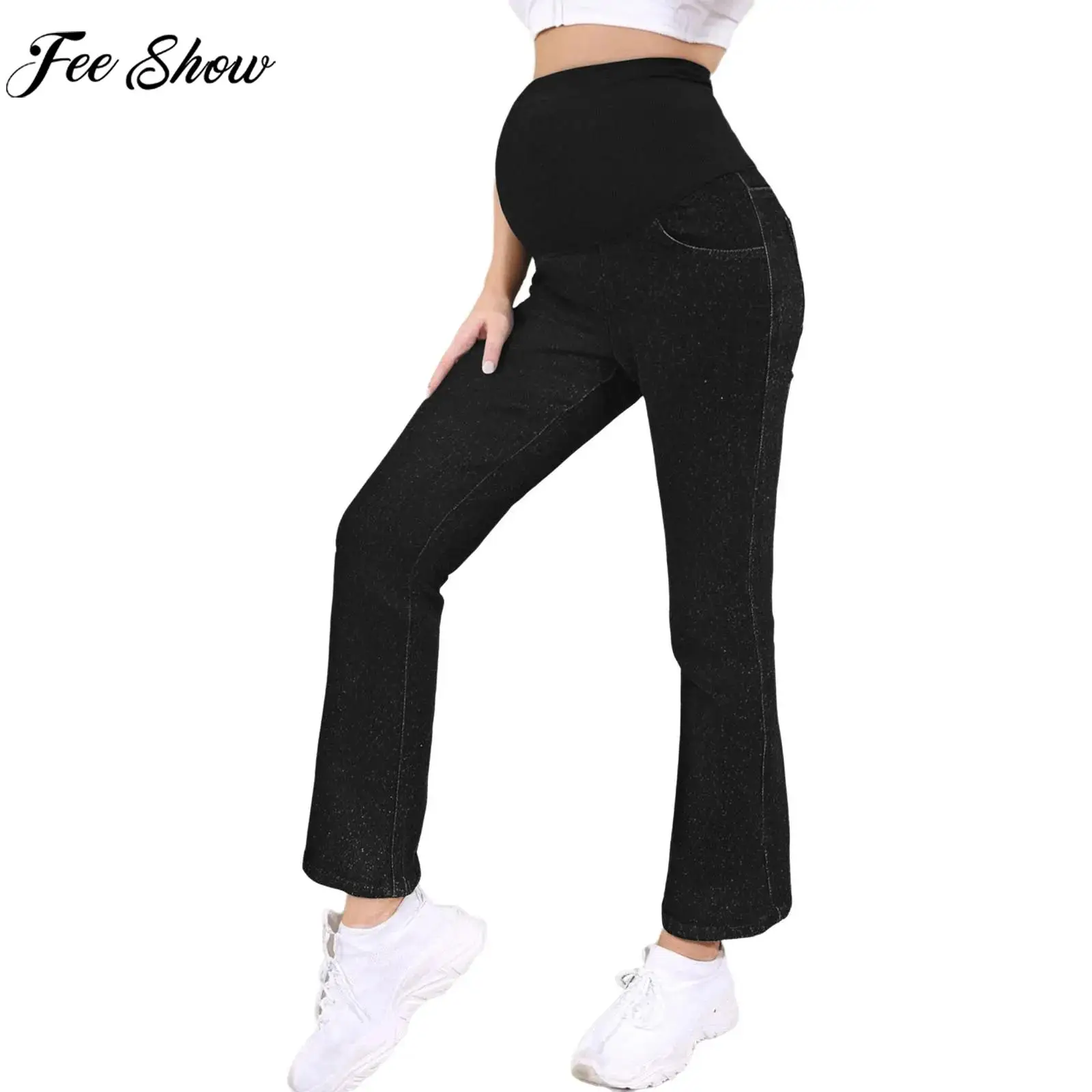 Pregnant Woman High Waist Over Belly Jeans Stretchy Support Abdomen Flared Denim Pants with Pockets Casual Pregnancy Trousers
Pregnant Woman High Waist Over Belly Jeans Stretchy Support Abdomen Flared Denim Pants with Pockets Casual Pregnancy Trousers