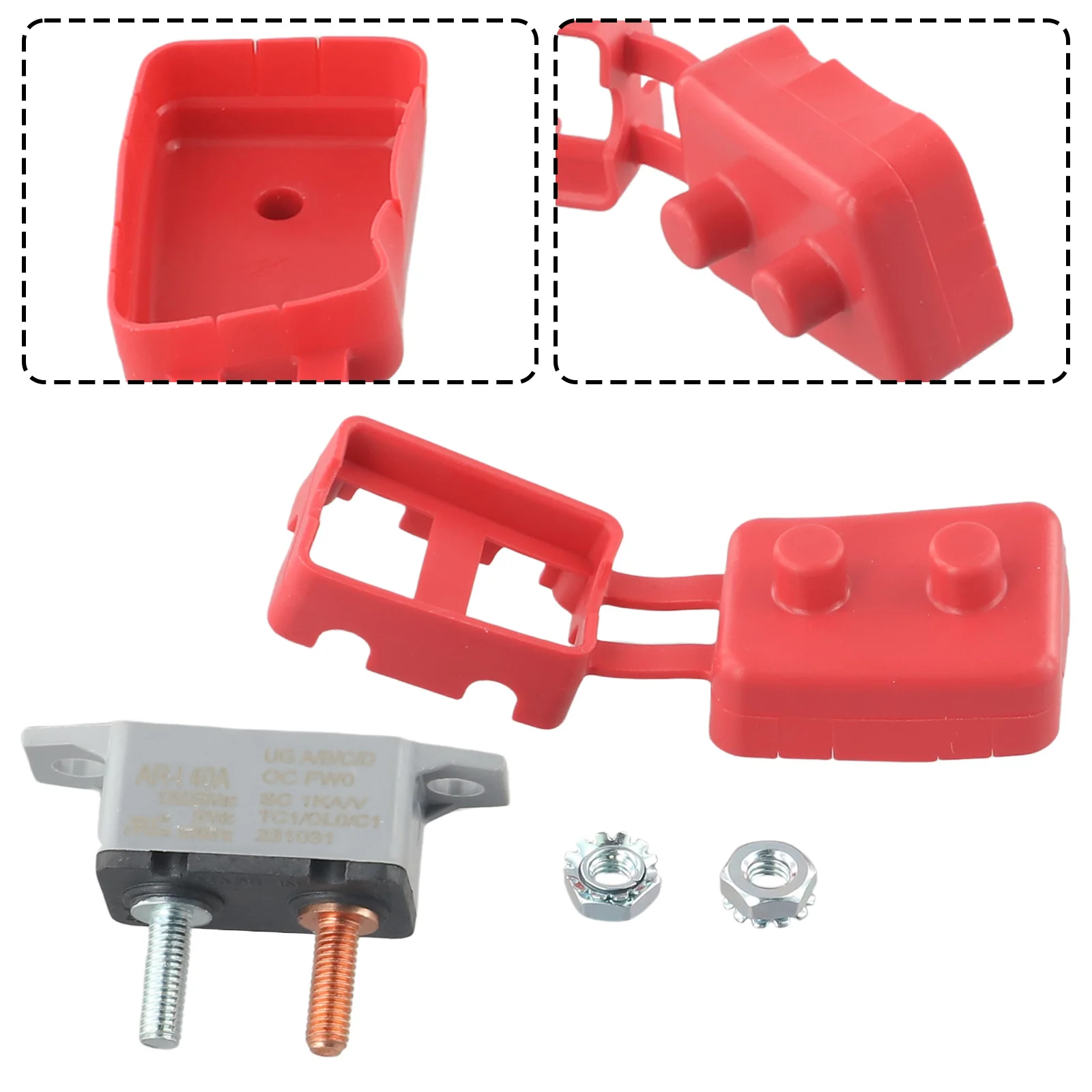 40A Защитная крышка автоматического выключателя, двойной предохранитель батареи, автоматический автоматический сброс, защита от температуры, защита от перегрузки, электроинструменты
40A Защитная крышка автоматического выключателя, двойной предохранитель батареи, автоматический автоматический сброс, защита от температуры, защита от перегрузки, электроинструменты