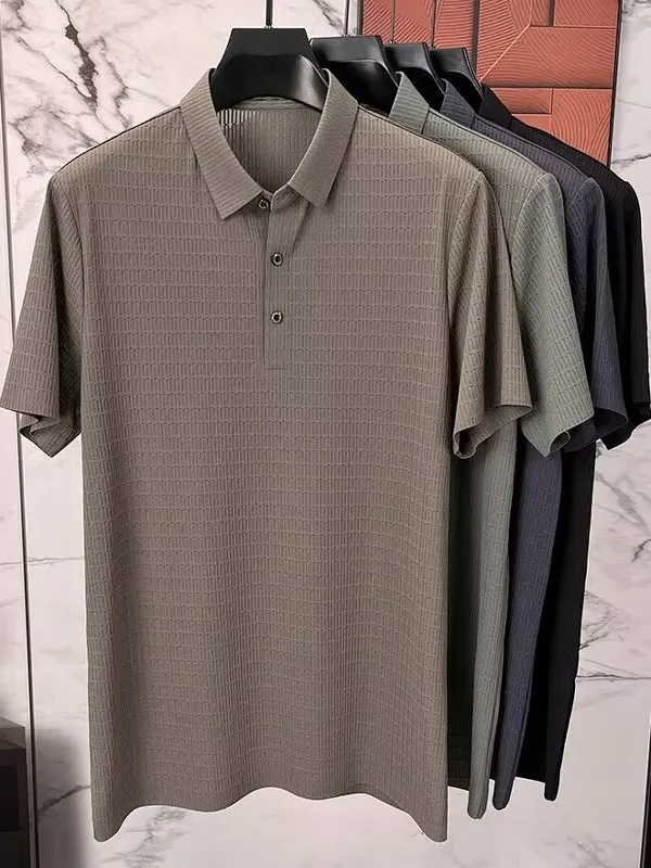 Высококачественная эластичная одежда из ледяного шелка ort Sve irt для мужчин, летняя верхняя одежда с откидным воротником Paul, подставка для молодежи, модная повседневная одежда, тонкая... 
Высококачественная эластичная одежда из ледяного шелка ort Sve irt для мужчин, летняя верхняя одежда с откидным воротником Paul, подставка для молодежи, модная повседневная одежда, тонкая...