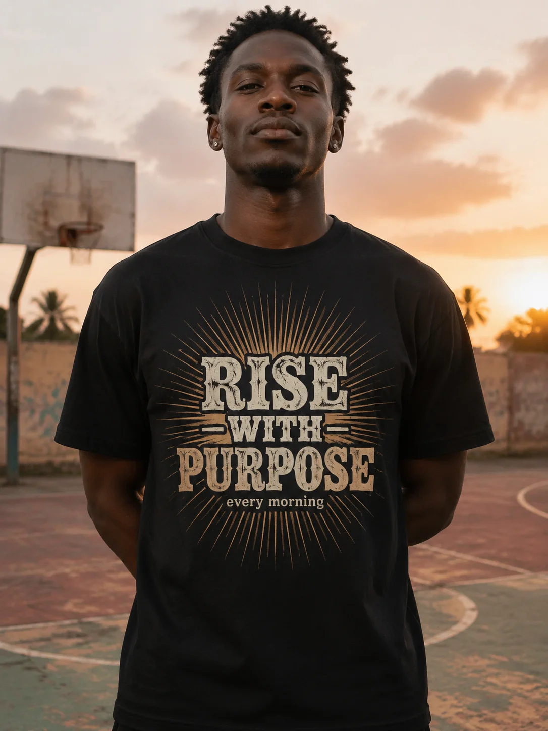 Men Graphic T Shirt Short Sleeve Loose Fit 50-50 Cotton Polyester Stretch Fabric Rise With Purpose Sunburst Print Summer Casual
Men Graphic T Shirt Short Sleeve Loose Fit 50-50 Cotton Polyester Stretch Fabric Rise With Purpose Sunburst Print Summer Casual