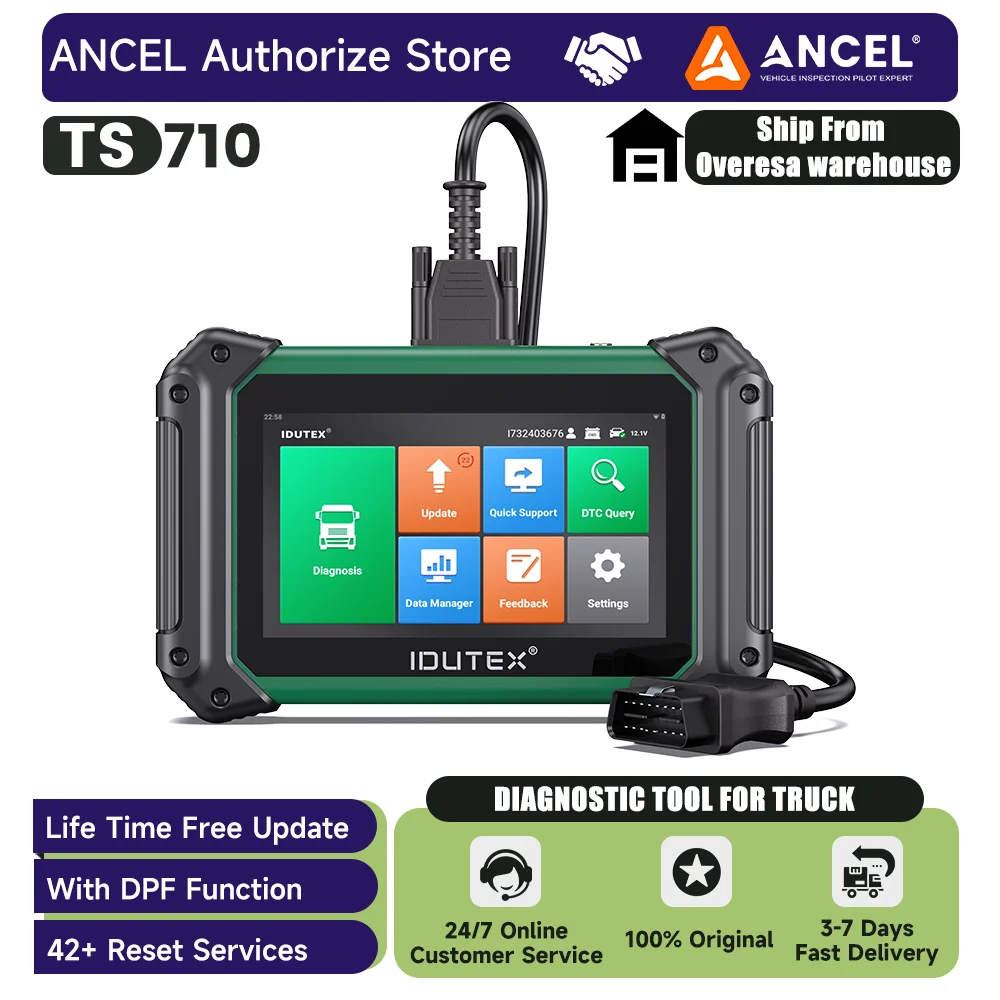 New IDUTEX TS710 Heavy Duty Truck Scanner with DPF & 42+ Resets Function Bi-directional Diesel Diagnostic Tool
New IDUTEX TS710 Heavy Duty Truck Scanner with DPF & 42+ Resets Function Bi-directional Diesel Diagnostic Tool