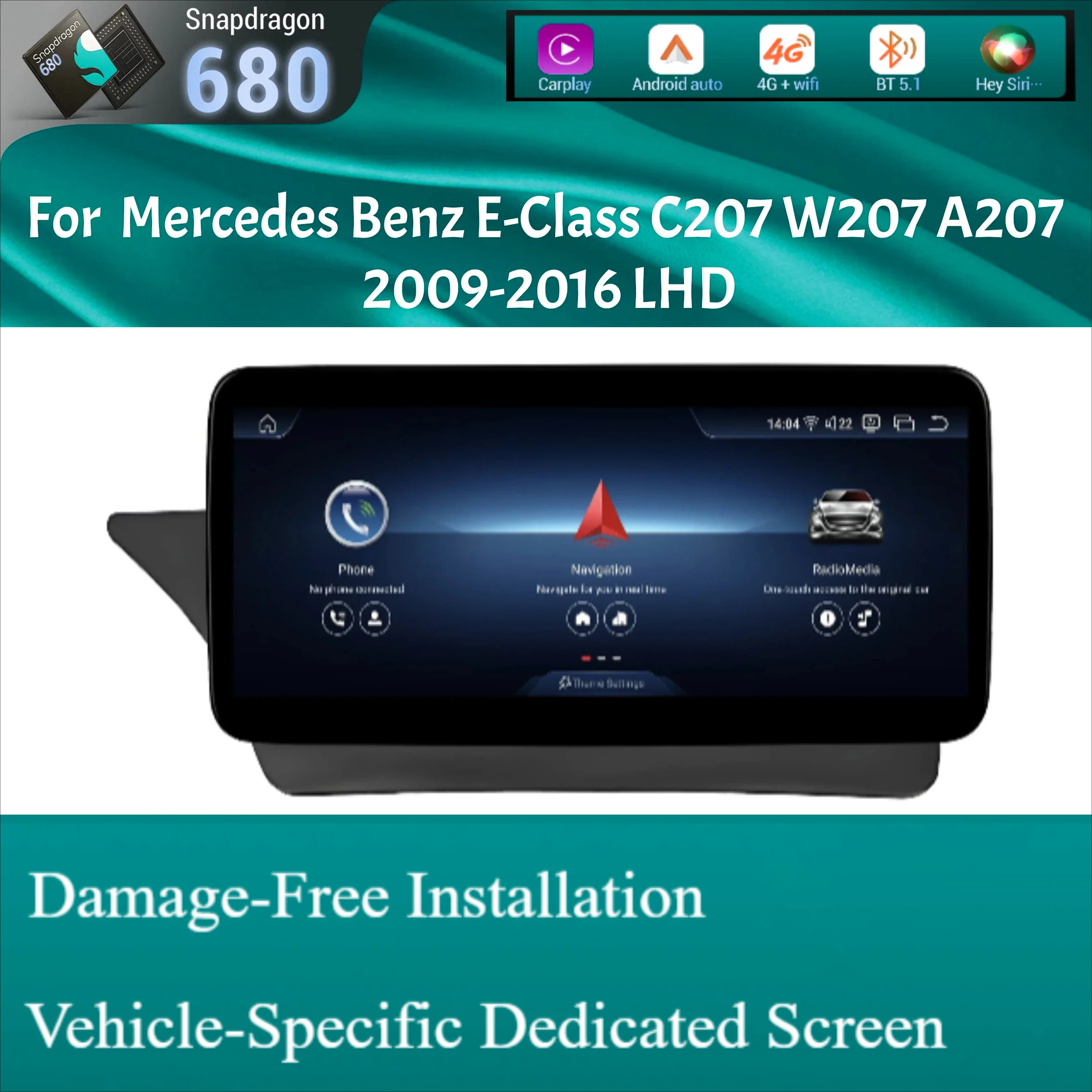 For Mercedes Benz E-Class C207 W207 A207 2009-2016 10.25"Left Hand Drive Car Radio Android 14 BT Carplay Snapdragon 680 Screen
For Mercedes Benz E-Class C207 W207 A207 2009-2016 10.25"Left Hand Drive Car Radio Android 14 BT Carplay Snapdragon 680 Screen
