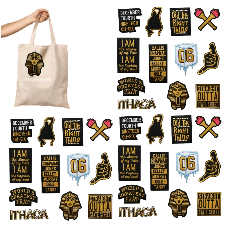 1/5PCS Destiny Rule Embroidery Patches Cloth Sticker Fraternity Embroidery Label Number Six Letters Patch Sticker Pharaoh Cloth