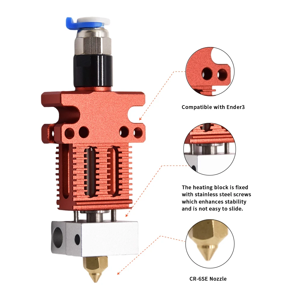 Полный комплект экструдера Hotend в сборе CR6 SE с термисторным нагревателем Нагревательный блок сопла 0,4 мм для экструдера CR6 SE Hotend
Полный комплект экструдера Hotend в сборе CR6 SE с термисторным нагревателем Нагревательный блок сопла 0,4 мм для экструдера CR6 SE Hotend