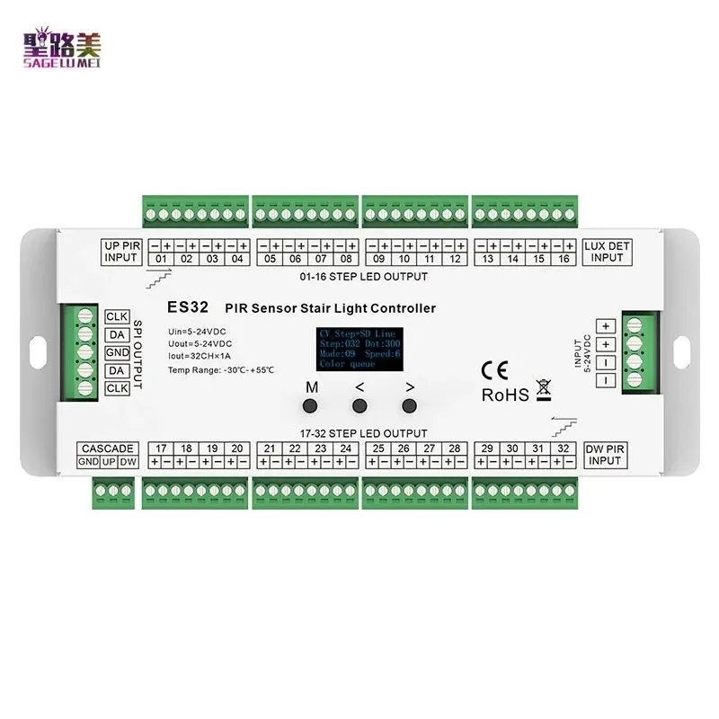 32CH Switch Controller ES32 PIR Sensor Stair Light Human Body Infrared MultiFunction Induction Stair Lamp for Single Color Light
32CH Switch Controller ES32 PIR Sensor Stair Light Human Body Infrared MultiFunction Induction Stair Lamp for Single Color Light