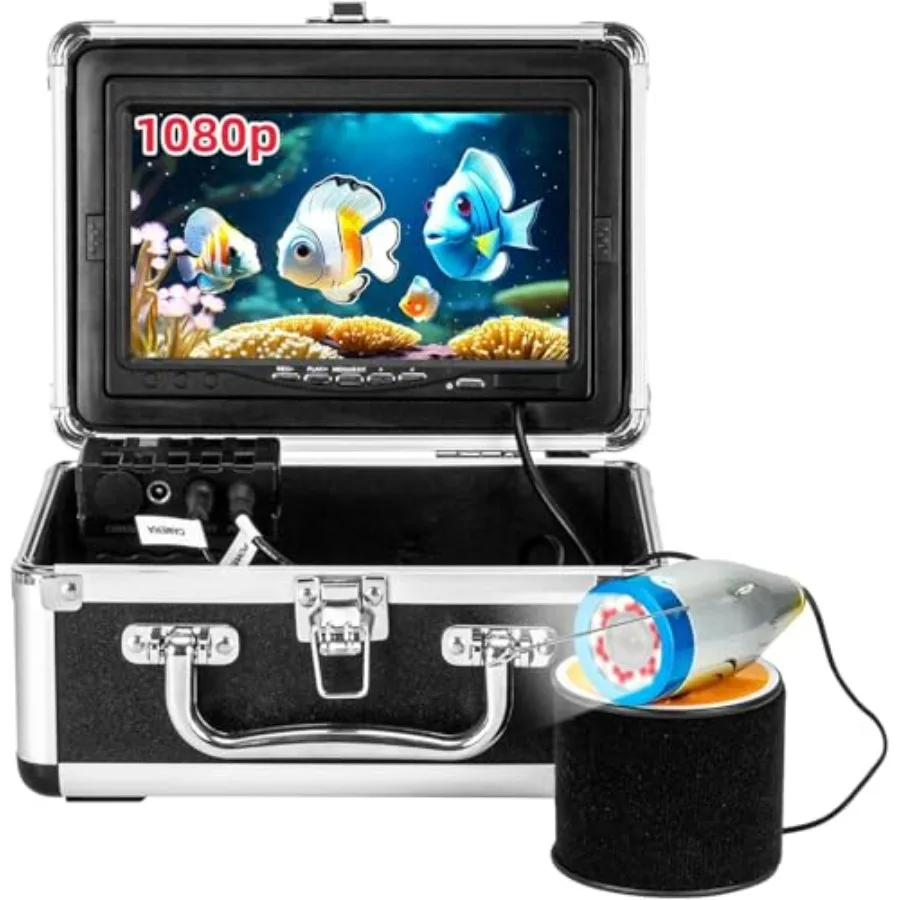 Underwater Fish Finder Camera for boat, lake, and ice fishing; IP68 waterproof PVC housing; black; 7-inch HD LCD 1080p display
Underwater Fish Finder Camera for boat, lake, and ice fishing; IP68 waterproof PVC housing; black; 7-inch HD LCD 1080p display