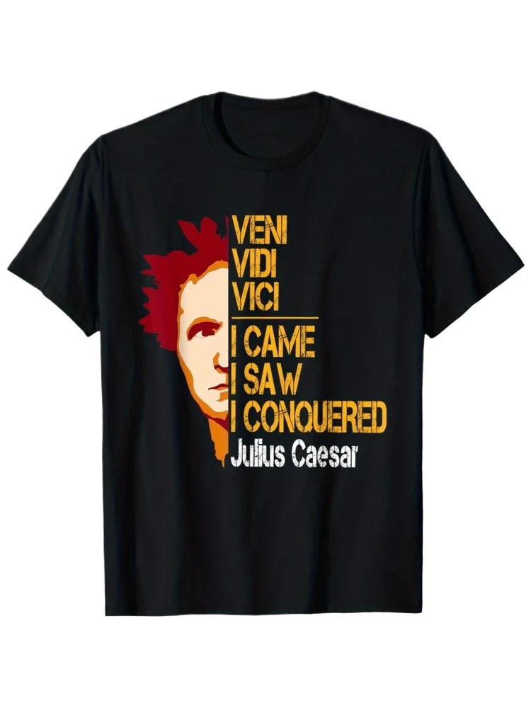 Men's retro Julius Caesar Quote cotton short-sleeved printed T-shirt with the design of "Venevidi with Came Saw Conquered".
Men's retro Julius Caesar Quote cotton short-sleeved printed T-shirt with the design of "Venevidi with Came Saw Conquered".