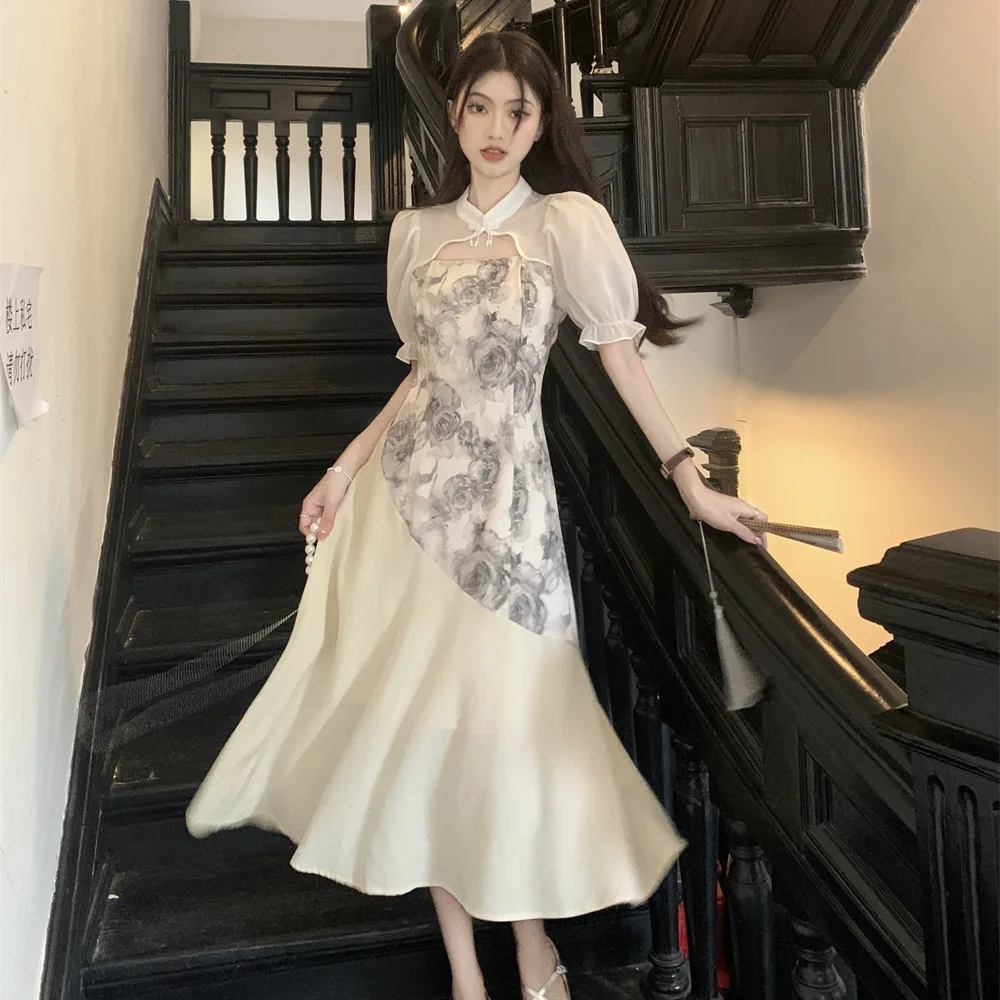 Slimming Bubble Sleeve Short Dress Women's Chinese Style Print Stand Collar Long Dress Korean Version Commute Suitable for Al...
Slimming Bubble Sleeve Short Dress Women's Chinese Style Print Stand Collar Long Dress Korean Version Commute Suitable for Al...