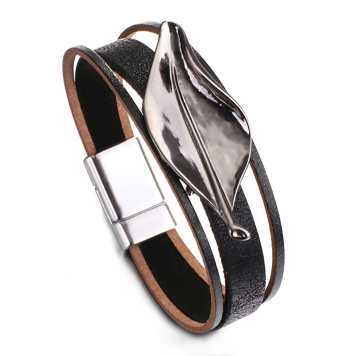 Amorcome Vintage Leaf Leather Chain Bracelet for Men Minimalist Multilayer Black Leather Magnetic Buckle Bangle Male Jewelry New
Amorcome Vintage Leaf Leather Chain Bracelet for Men Minimalist Multilayer Black Leather Magnetic Buckle Bangle Male Jewelry New