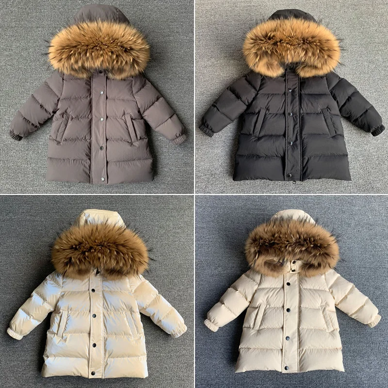 New Winter Baby Long White Duck Down Jacket Children Kids Boys Girls Real Leather Big Fur collar Thick Coat 2-12Y
New Winter Baby Long White Duck Down Jacket Children Kids Boys Girls Real Leather Big Fur collar Thick Coat 2-12Y
