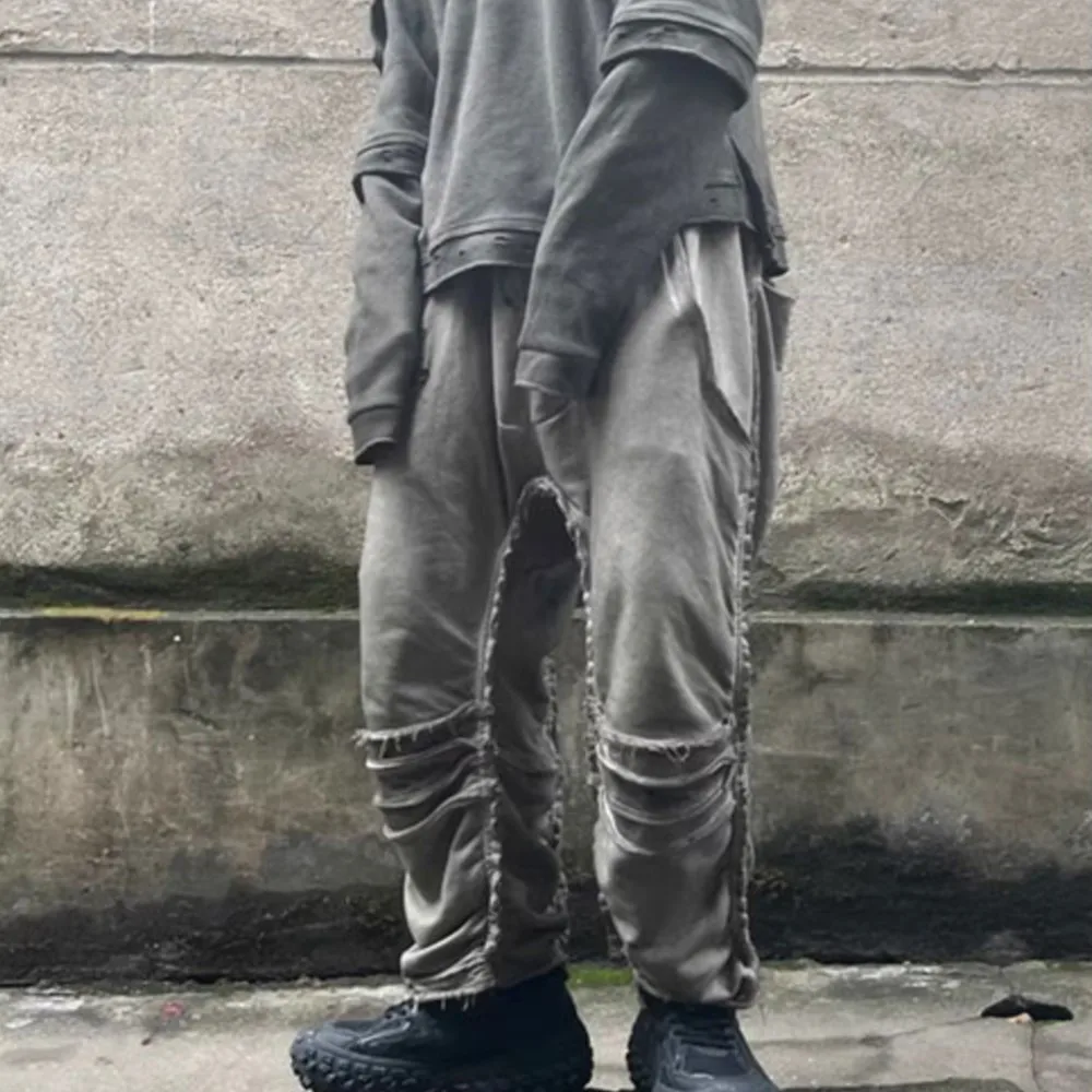 Niche Design Straight-Leg Pants Vintage Distressed Men's Wasteland Style Frayed Ripped Casual Harem Trousers
Niche Design Straight-Leg Pants Vintage Distressed Men's Wasteland Style Frayed Ripped Casual Harem Trousers